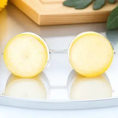 

Funny Lemon Eyeglasses Lightweight Soft Texture Bright Yellow Makeup Glasses for Party Masquerade Dance Beach Gathering