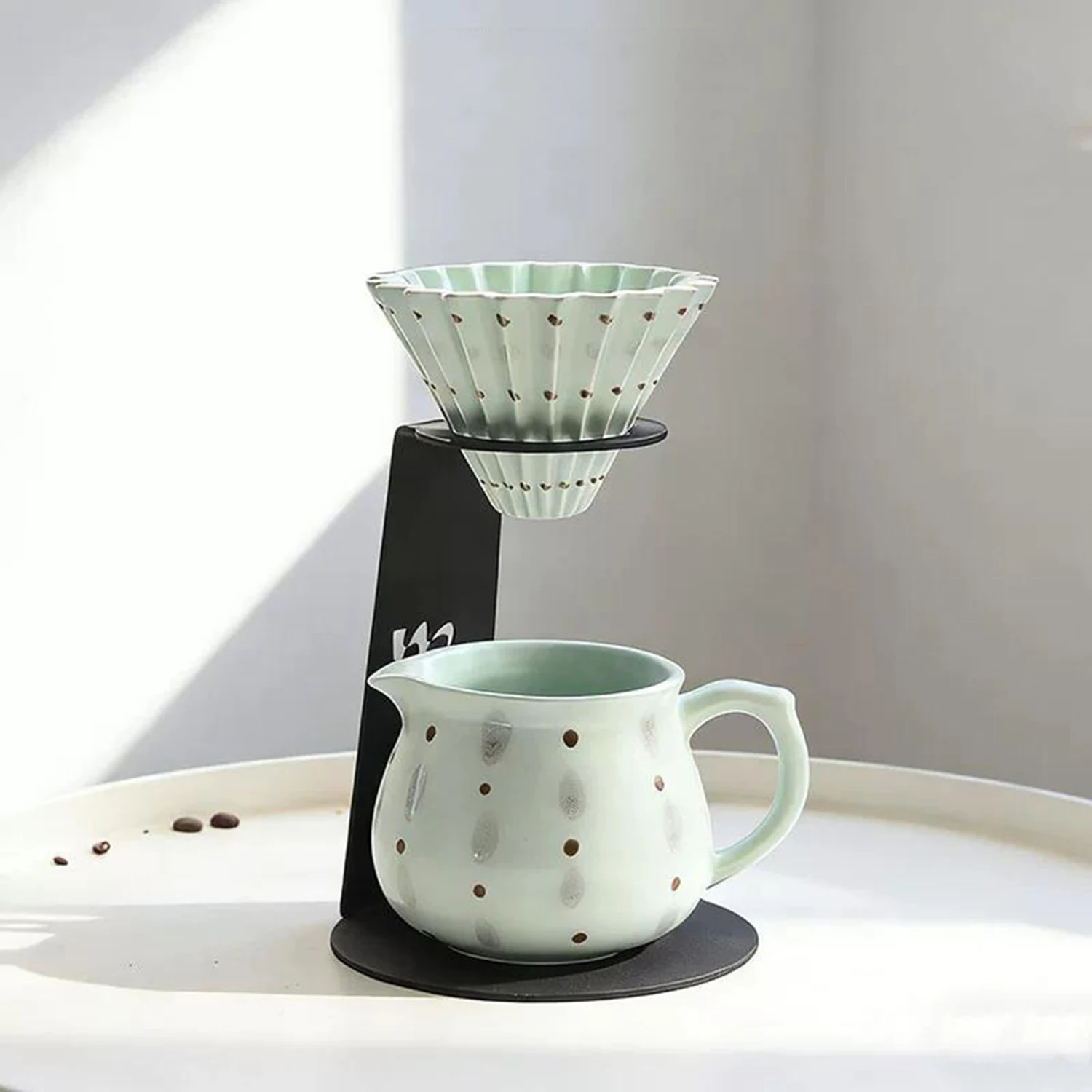 Ceramic Small Pour Over Coffee Maker,13.5oz/400ml Single Cup Simply Good Coffee Brewer,V60 Drip Coffee Maker Set for Home Café - view 3