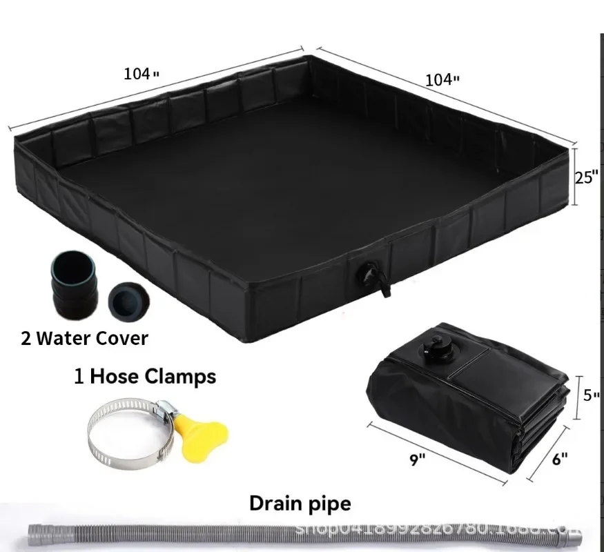 2026PVC Shower Tray Outdoor Camping Bath Tent Removable Connection Portable Bath Reservoir 104*104*25Cm Pool+connector+water Pip