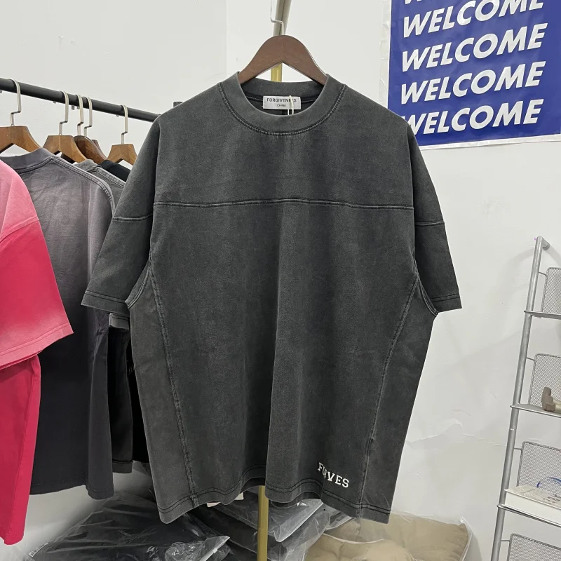 

Oversized ort Sve T-irt Men's Loose Fit Vintage Waed Embroidered Logo Youth Faion round Ne Printed T-irt