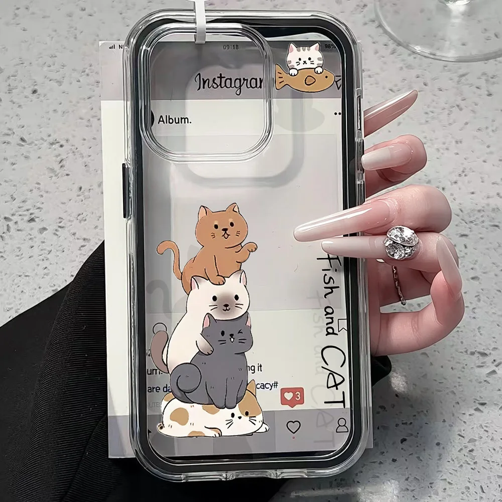Милый забавный чехол с котиком для iPhone 17 13 16 15 11 12 14 Pro Max 17 Air XR X, прозрачный силиконовый мягкий противоударный чехол