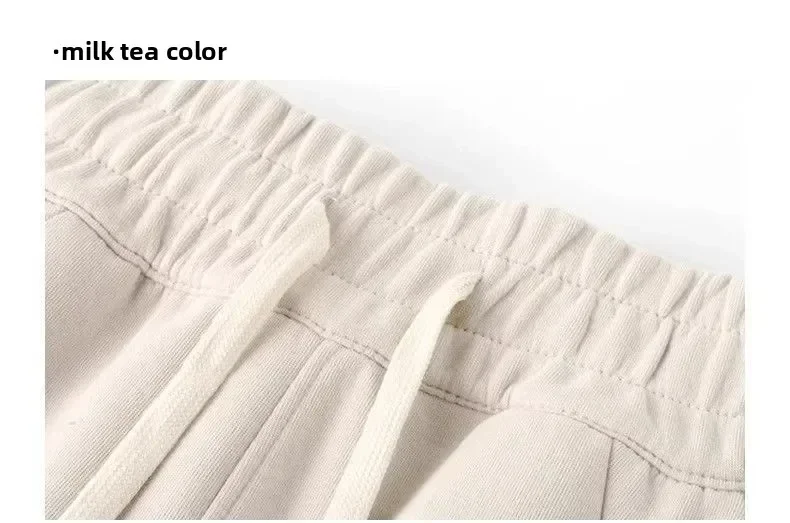 Gerade geschnittene, weit geschnittene Hose in Merlot-Lila, schlankmachend, für Frühling und Herbst, locker fallend, sportliche Jogginghose im koreanischen Stil. – Detail 32