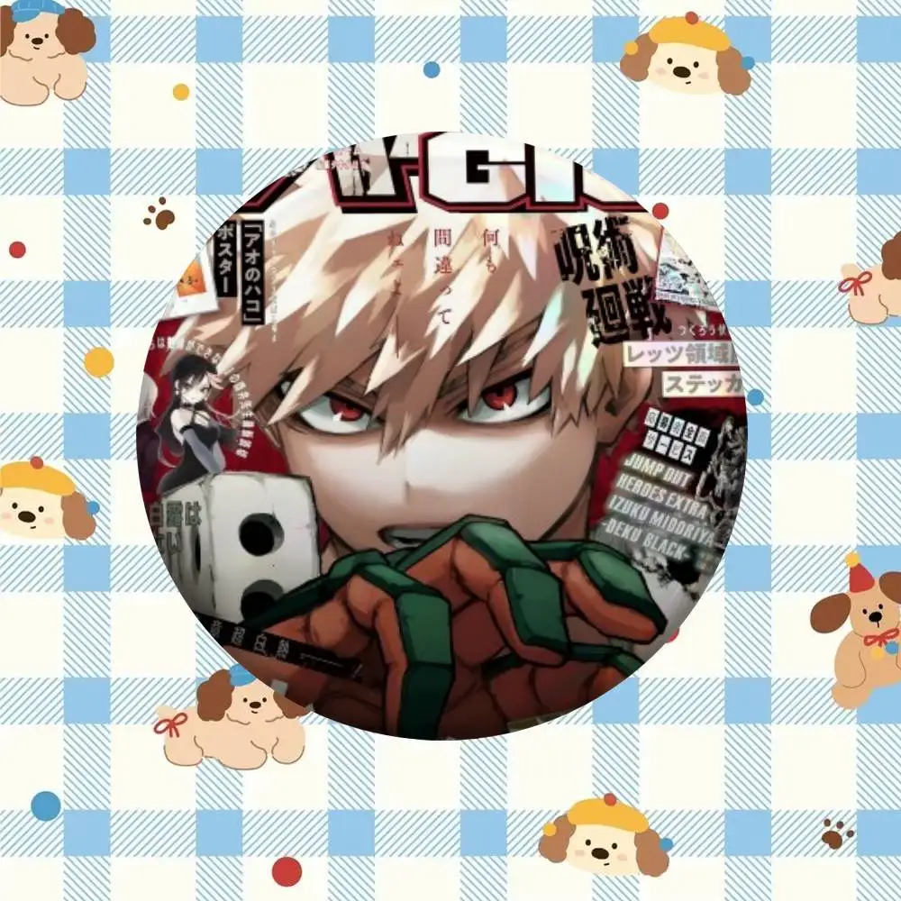 Cartoon Character Katsuki   Badge Tinplate Meme Round Brooch for Hat Bag Creative Lapel Jewelry Accessories Gifts