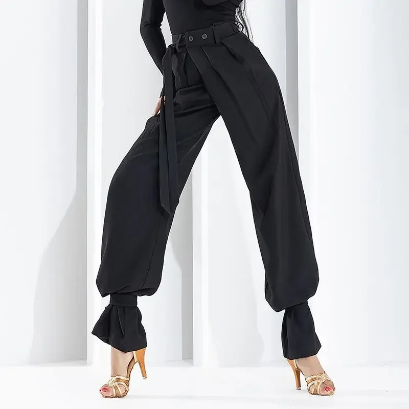 Vestido de dança latina prática profissional moderno padrão nacional calças botão cintura adulto traje tango roupas rumba