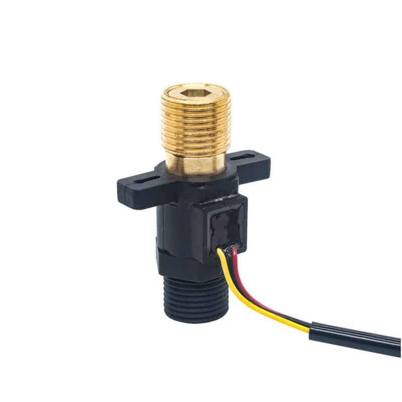 Copper Connector Hall Flow Sensor With Temperature Probe Instant Hot Water Heater Liquid Data Collect Accessory