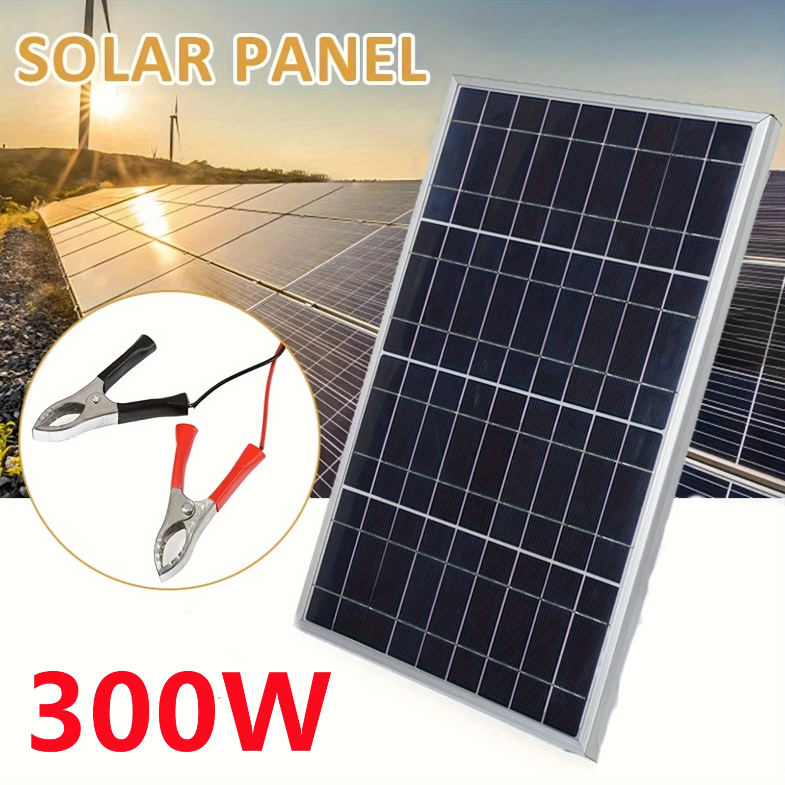 18V Solar Panel Kit Complete 300W Polycrystalline USB Power Portable Outdoor Rechargeable Solar Cell Generator for Camping