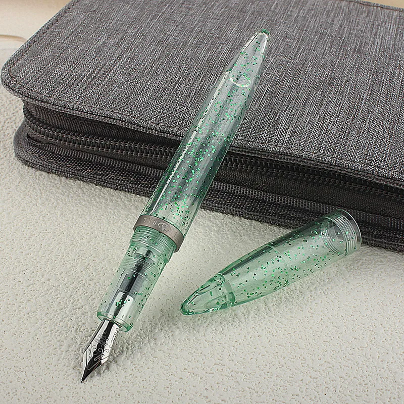 

Transparent Mini Fountain Pen Iridium 0.5mm Nib Portable Palm Short Travel Resin Ink Pen Writing Gift