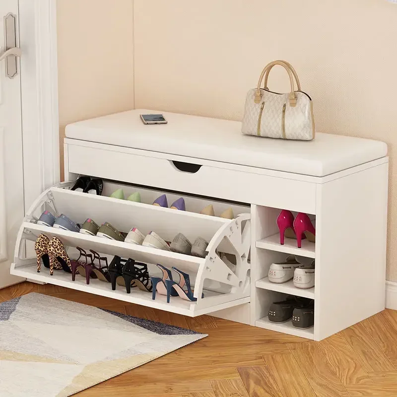 Furniture Shoe Rack Storage Entrance with Shoe Changing Stool Home Cabinet Home Entrance Bench Storage Rack
