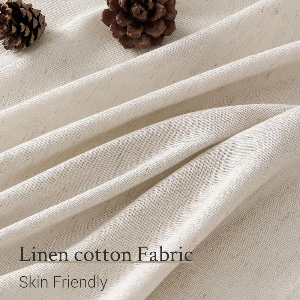 105 ستائر بطيات شبه شفافة من الكتان على طراز بوهو، مجموعة من لوحتين، نغمات محايدة لمساحات المعيشة