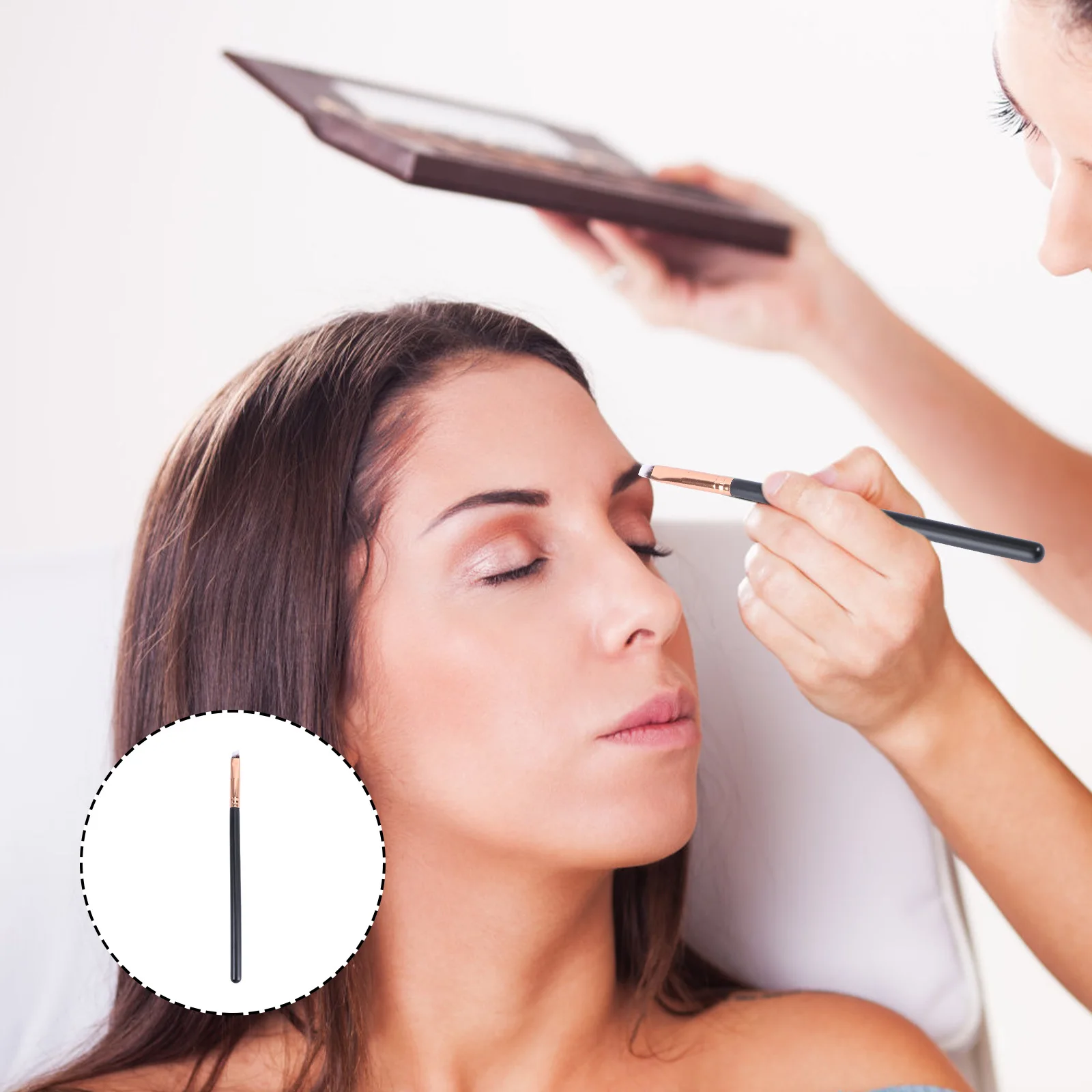 Brosse de maquillage en Nylon avec manche en bois nacré, brosse à sourcils pour poudre cosmétique, Blush, pour maquillage professionnel pour femmes