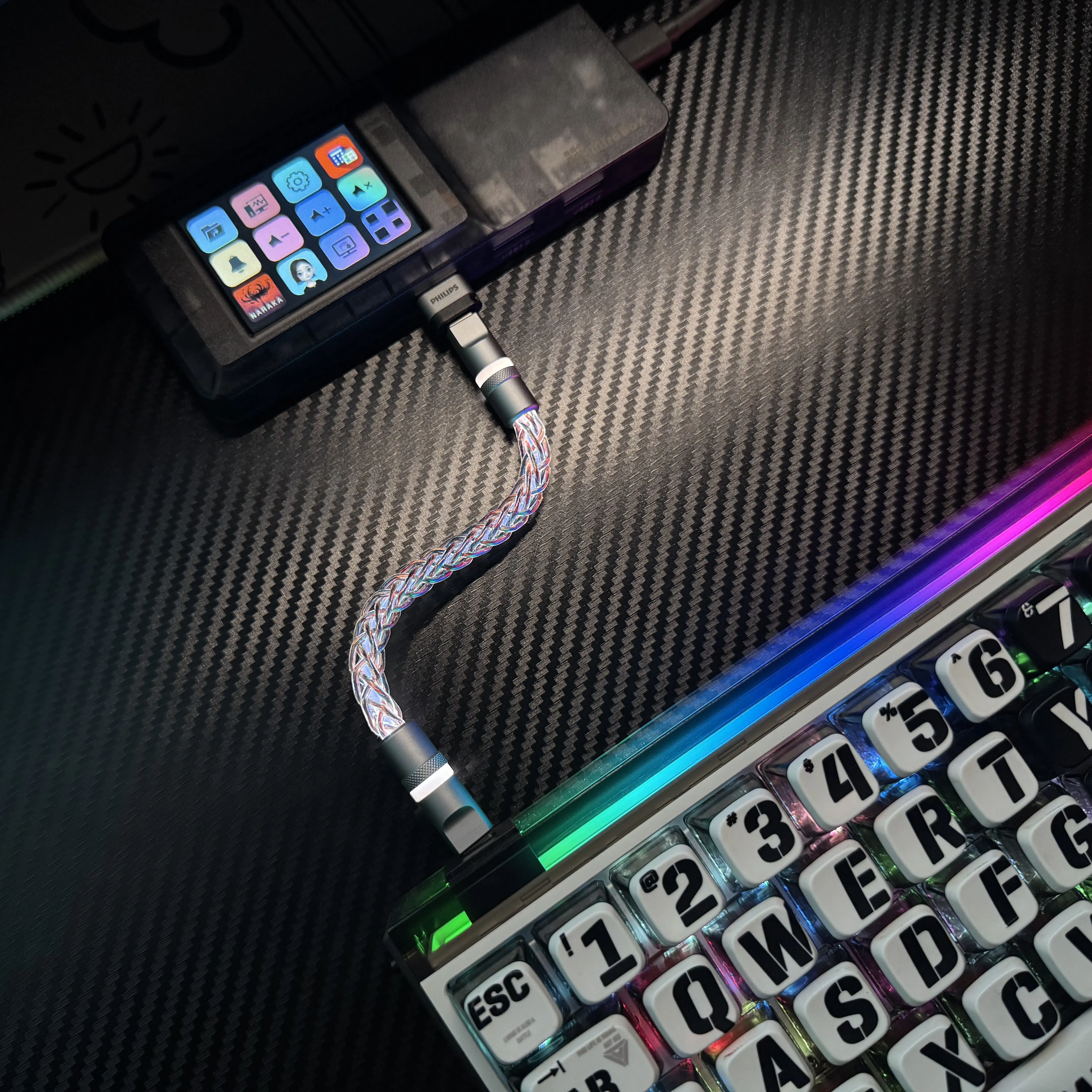 Custom 15cm Short OCC Copper Glowing Data Cable, 8K Polling Rate Support for Magnetic Axis Mechanical Keyboards Gift