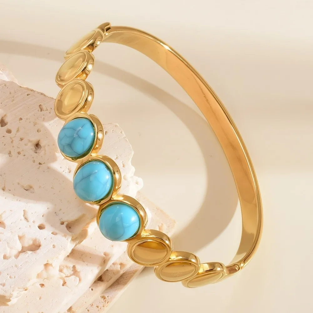 Alloy Cat's Eye Stone Bracelet Stackable Vintage Colored Dropper Oil Bangle Colored Dropper Oil Retro Women's Hand Bracelet