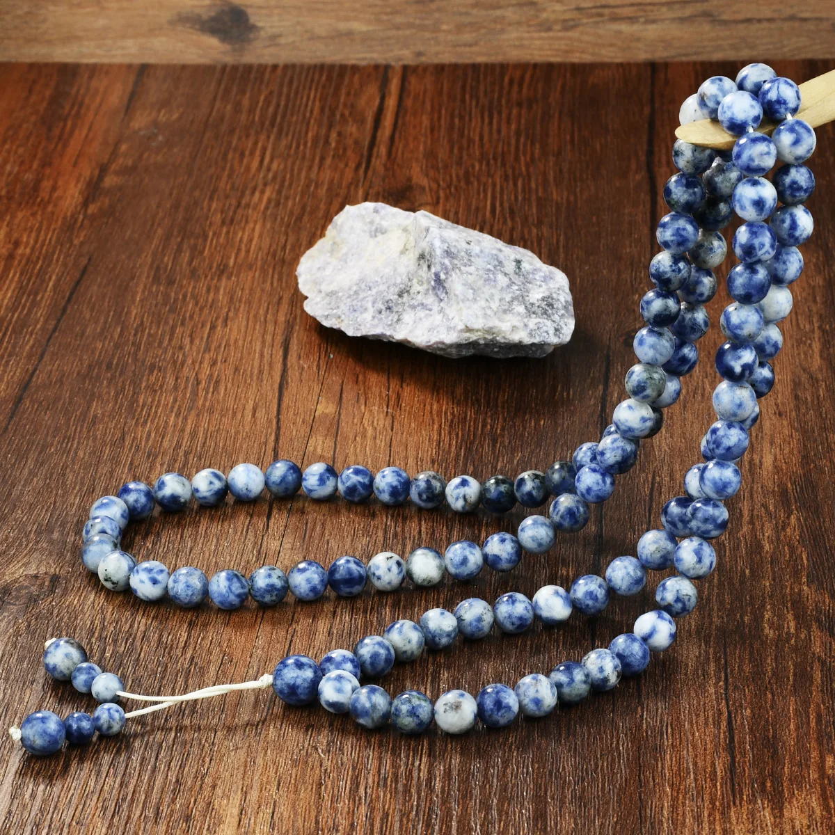 

8mm Lapis Mala Necklaces Yoga Meditation Handmade Natural Gemstone Beaded Necklace for Men Gift