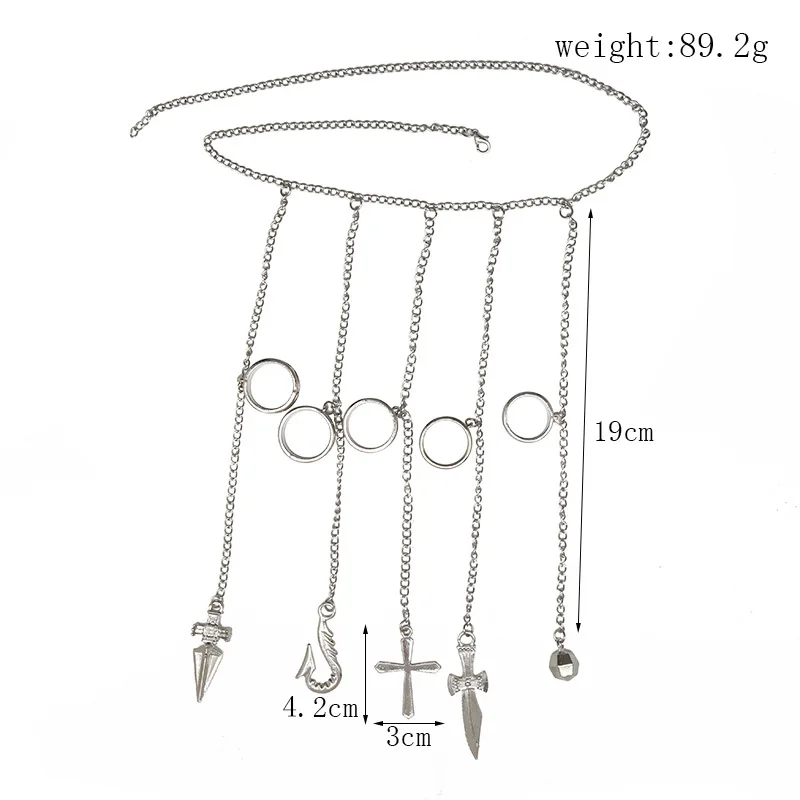 Kurapika Chains Bracelet Hunter Cosplay Cool Five Finger Rings Rapers Full-five Fingers Rings Fashion Jewelry image 4