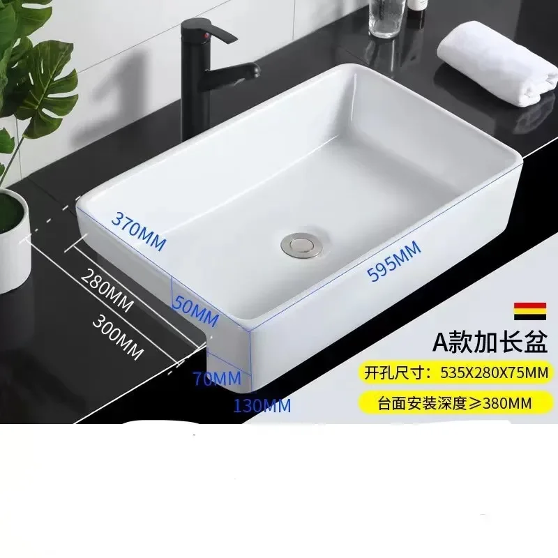 Semi Recessed Ceramic Bathroom Sink Thin Edge Semi Hanging Wash Basin for Modern Vanity Countertop Installation
