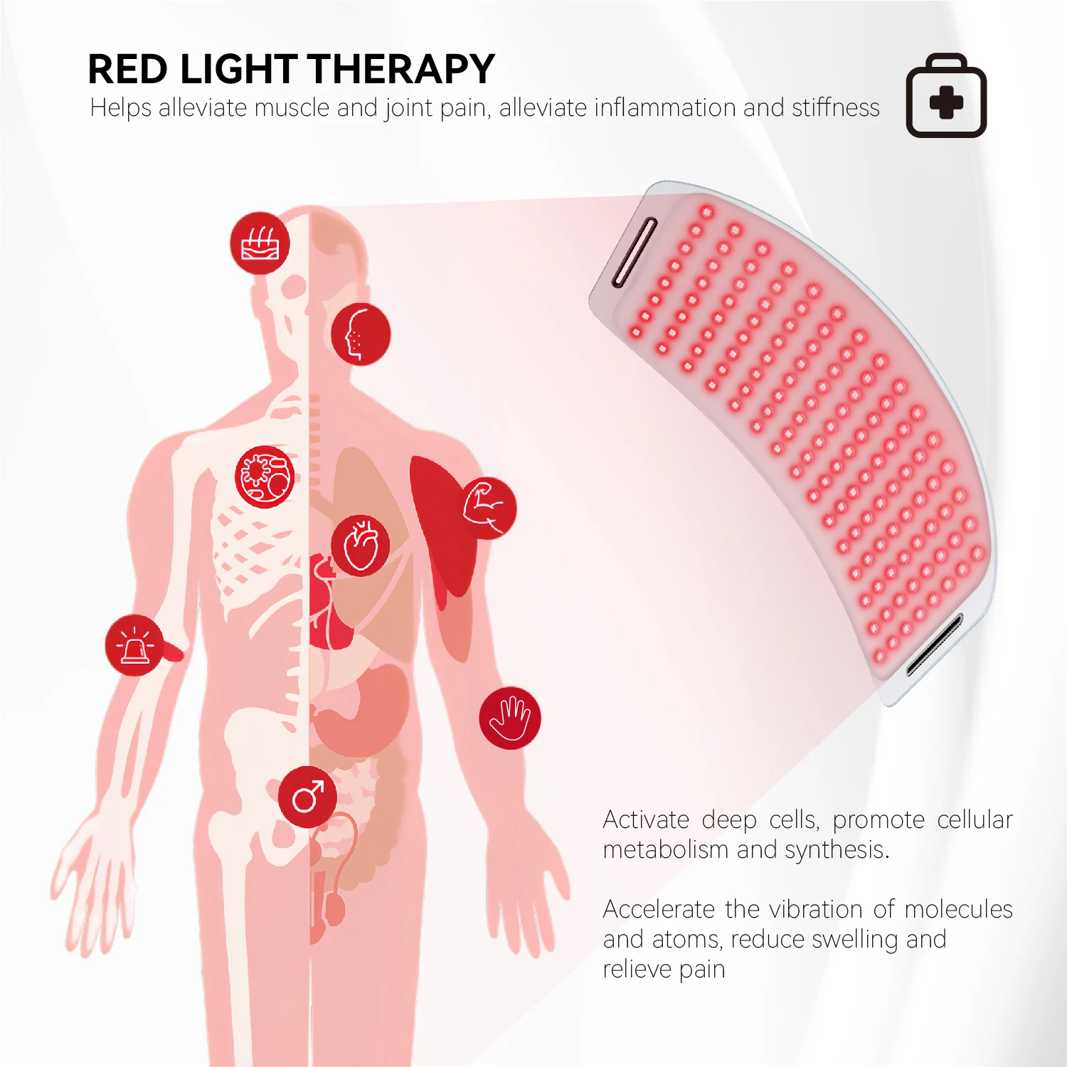 Led Red Light Therapy Belt Near Infrared Lower Back Pain Relief Muscle Relax Reduce Swell Heating Pad Waterproof And Sweatproof