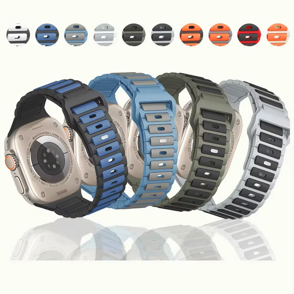 For Apple Watch Band Ultra 2 Silicone Sport Straps 41mm 46mm 45mm 44mm 49mm 42mm 40 38 Correa iWatch Series10 9 8 7 6 5 SE Strap