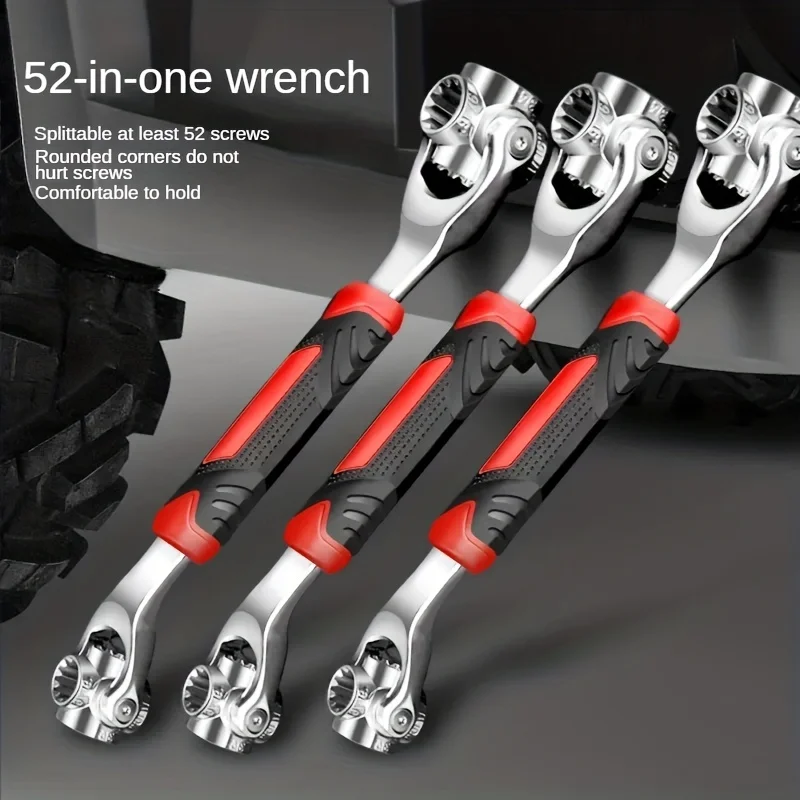 1Pc 52 in 1 Tools Socket Works Universal Ratchet Spline Bolts Sleeve Rotation Hand Tools 360 Degree Multipurpose Tiger Wrench