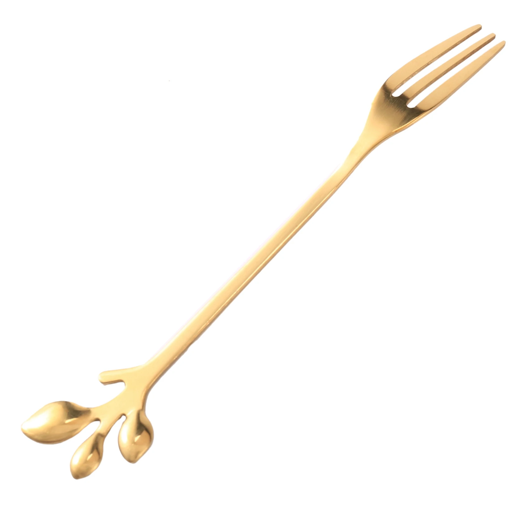 VEHO-Tableware Gold Leaf Coffee Spoon Fork,24 Pack(12 Spoons 12 Forks)  Espresso Spoon And Forks Set,4.7 Inches Tea Spoon Set