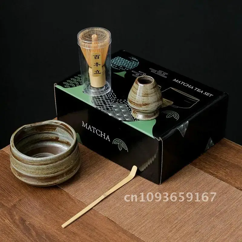 

7pcs Handmade Home Easy Clean Matcha Tea Bowl Tool Traditional Whisk Gift Kit Ceremony Stand Japanese Scoop Set Accessories