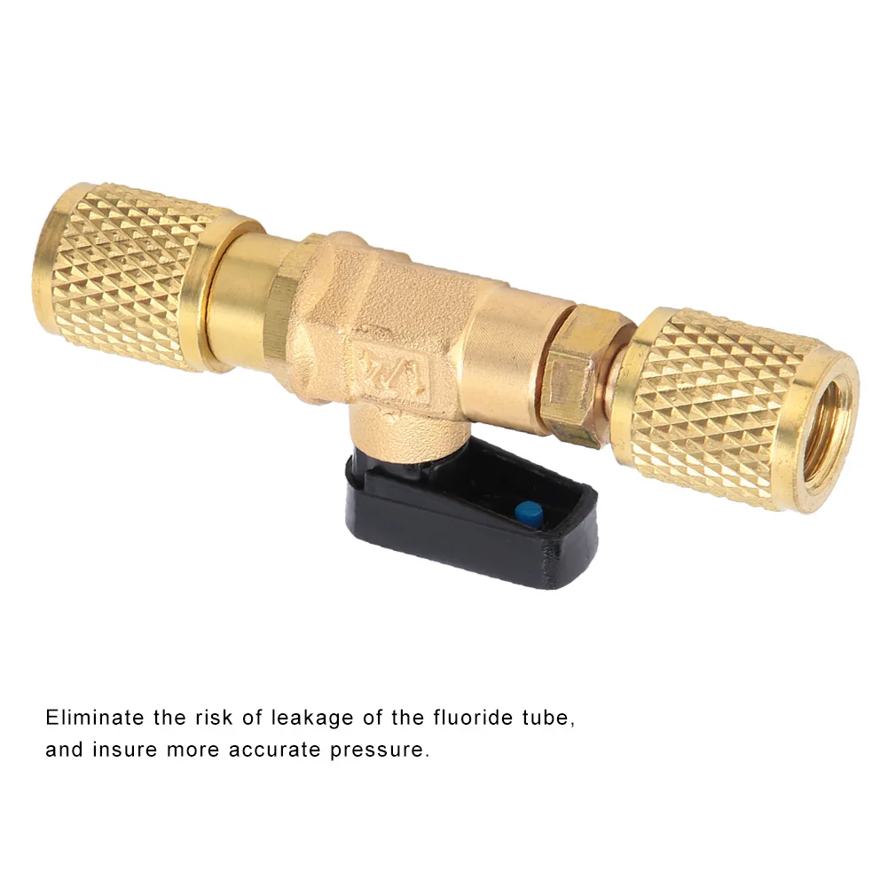 Brass Refrigeration Ball Valve Adapter Refrigerant Ball Valve Connector G1/4\'\'