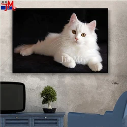 DIY Diamond Painting White Kitten Full Square Round Cross Stitch Bead Embroidery Cat Rhinestones Mosaic Diamond Picture Animal