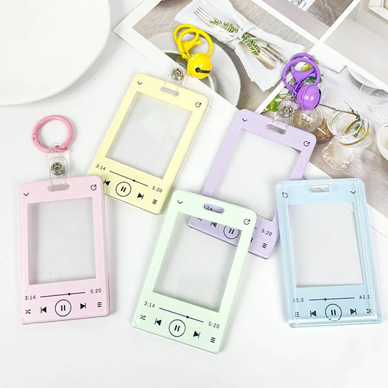 Lovely Girls Cartoon Acrylic Idol Photocard Holder Cute Keychain Pendant Card Cover ID Badge Holder Decorative Bag Pendant Case