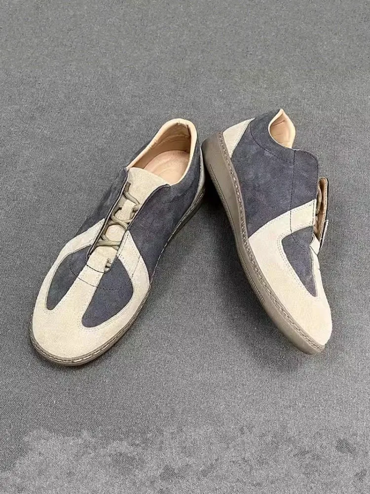Outdoor New Mens Running Low Cut Lace Up Shoes Antiskid Gym Fitness Training Splicing Suede Shoes Sneakers Skateboard Jogging