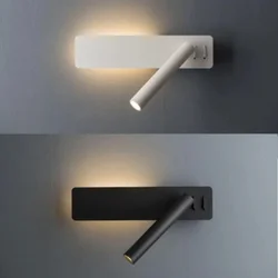 LED Wall Lamp Reading Light for Bedroom Hotel Headboard Night Book Lamp Rotation Bedside Wall sconce with 3W Spot Led Light