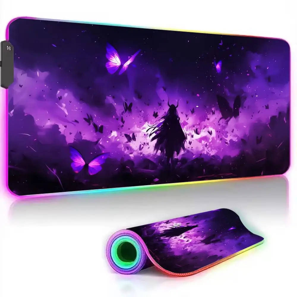 

RGB Mouse Pad Colorful Butterfly Keyboard Pad Desktop Protector LED Gaming Desk Protector Large Laptop Mouse Pad CartoonDesk Mat