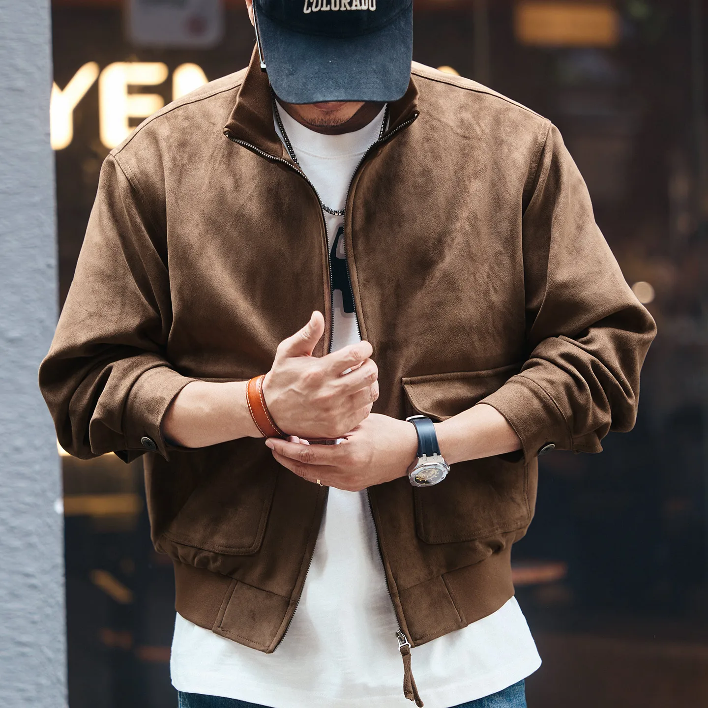 

Новая мужская кожаная флисовая куртка в стиле ретро с свободным воротником-стойкой. Рабочая куртка на осень и зиму.