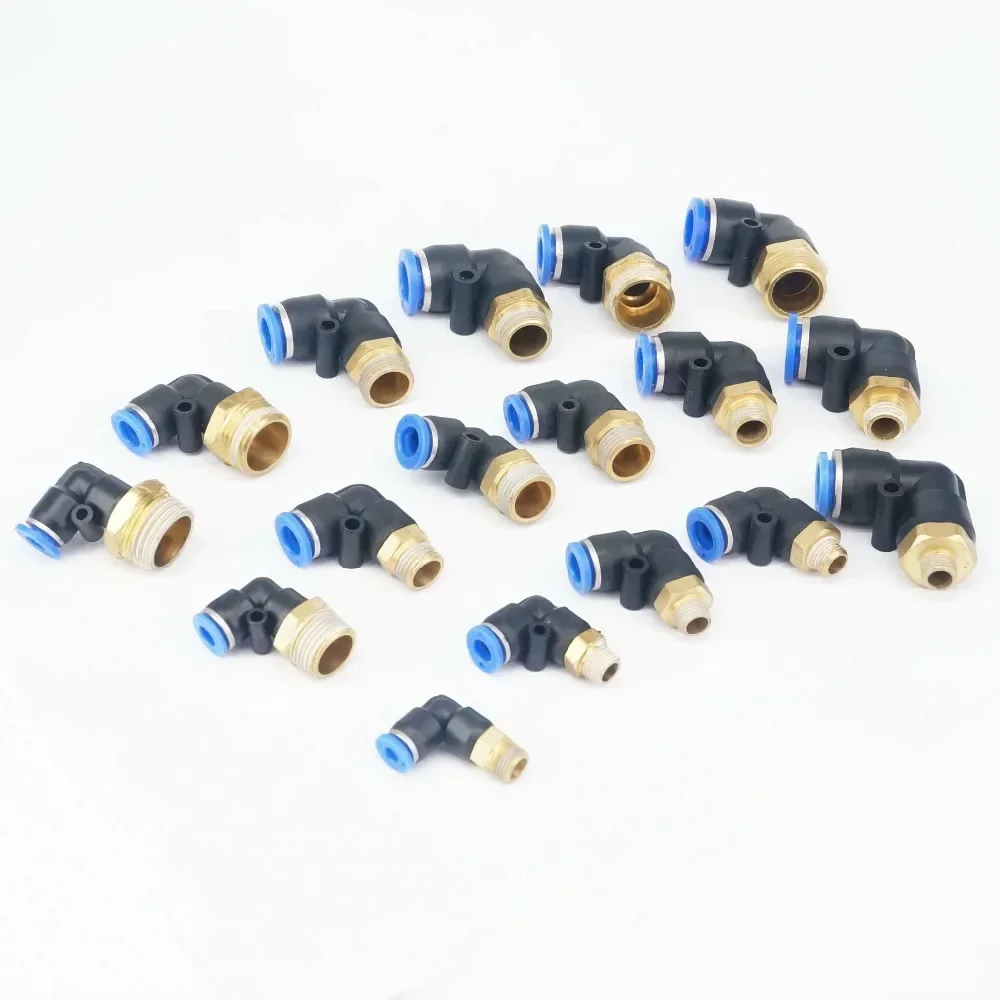 

5 шт. быстроразъемных пневматических фитингов-угловых соединителей BSP (1/8, 1/4, 3/8, 1/2 дюйма) для трубок с наружным диаметром 4/6/8/10/12 мм