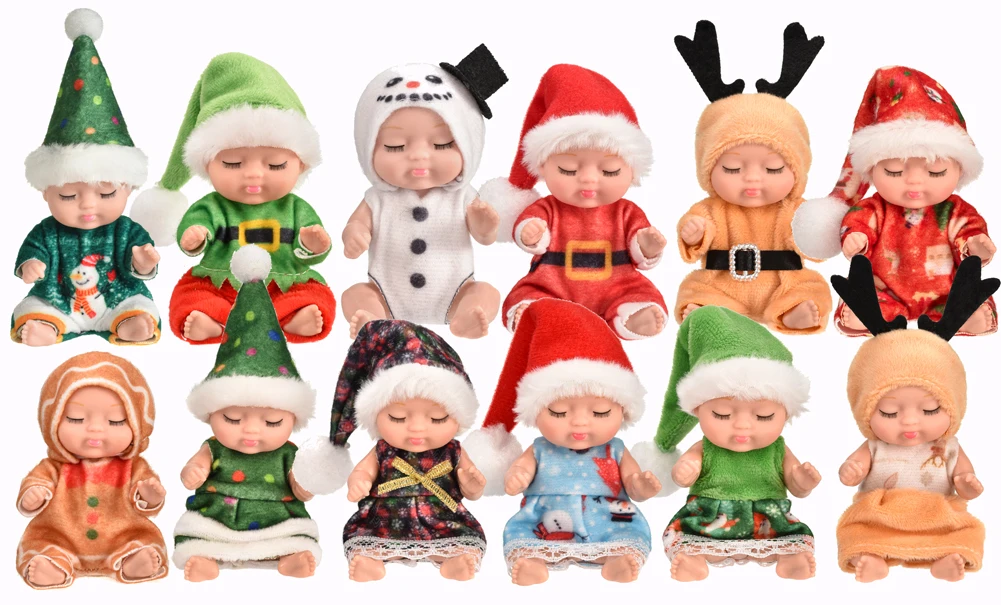 12-teiliges Weihnachts-Reborn-Puppen-Set, Simulations-Prinzessinnen-Puppen, Niedliches Schlafendes Baby mit Kleidung und Zubehör, Weihnachtsgeschenk – Detail 13