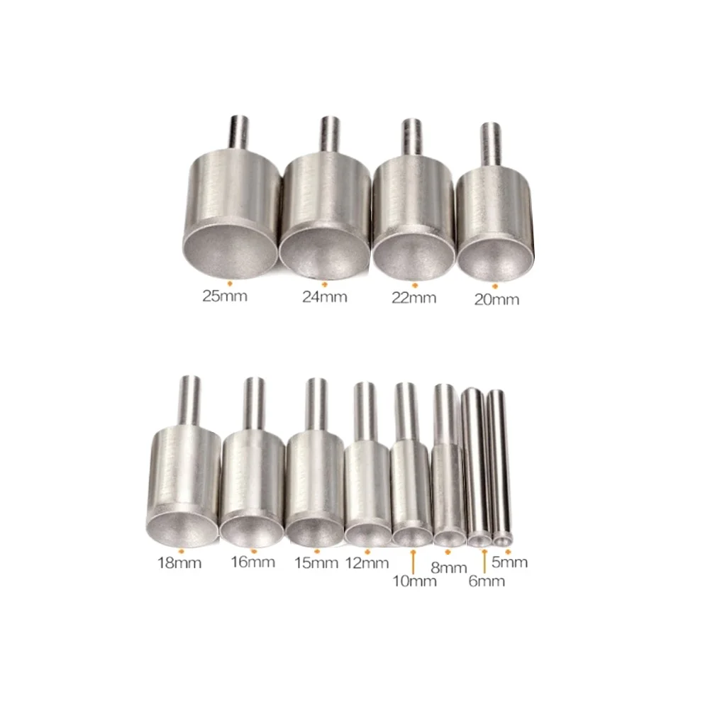 1 Pc Polishing Bit Diamond Burr Grinding Head 3-25mm Fine Sand Cylinder Concave For Bead Shaping Tools Electric Grinder Parts