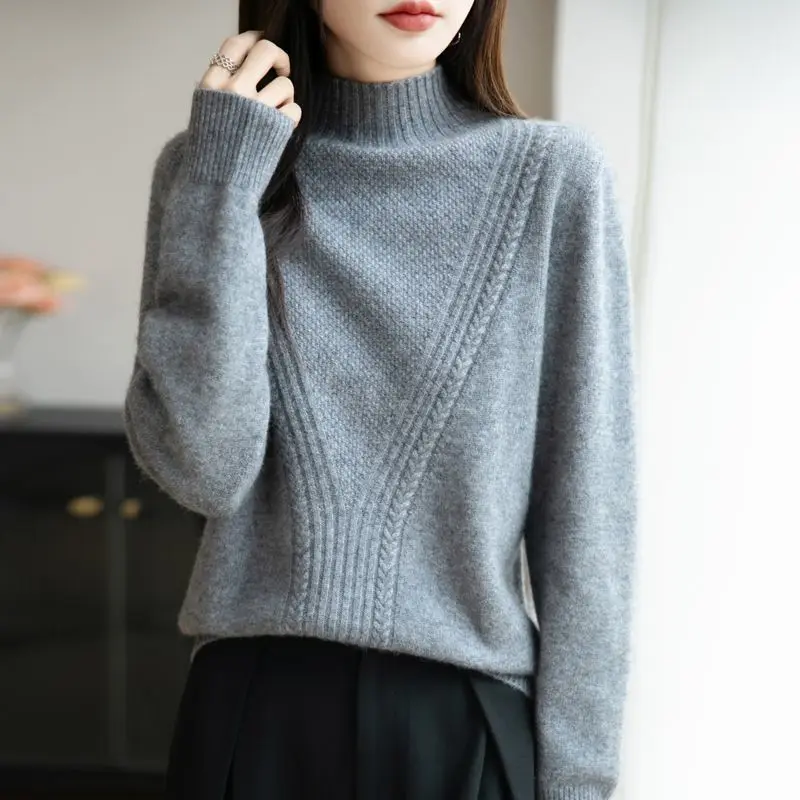 

Готовый к ношению ретро женский осенне-зимний полуводолазка первого линии вязаный шерстяной свитер для верхней одежды