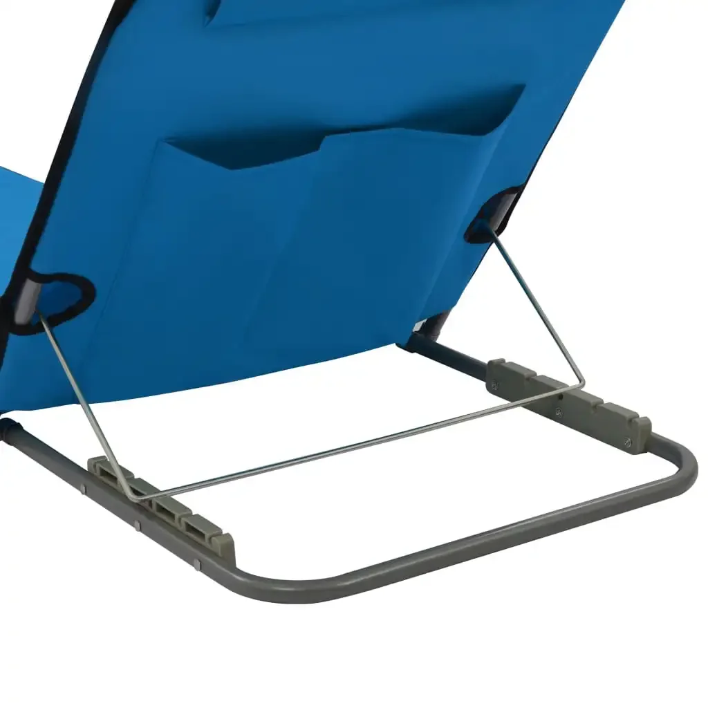 Foldable Beach Mats, Folding Sun Lounger, Chair for Campsite, Terrace, Adjustable Garden Chairs with Storage Pocket