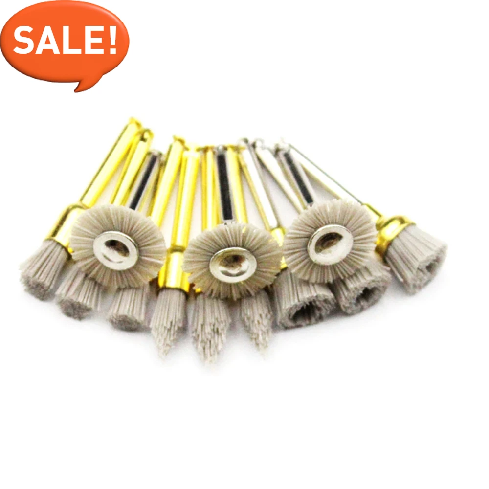 10pcs/bag Silicon carbide Polishing Brush for Dental or Alumina Latch Bowl Flat Teeth Polisher Prophy Brushes for Contra Angle