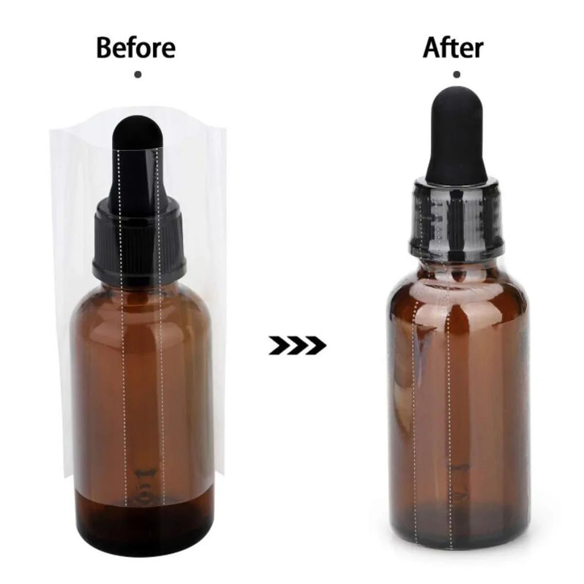 500X PVC Heat Shrink Film Bag Blower Heat Seal Flat Mouth Transparent Plastic Bag Heat Shrink Suitable for Glass Dropper Bottles