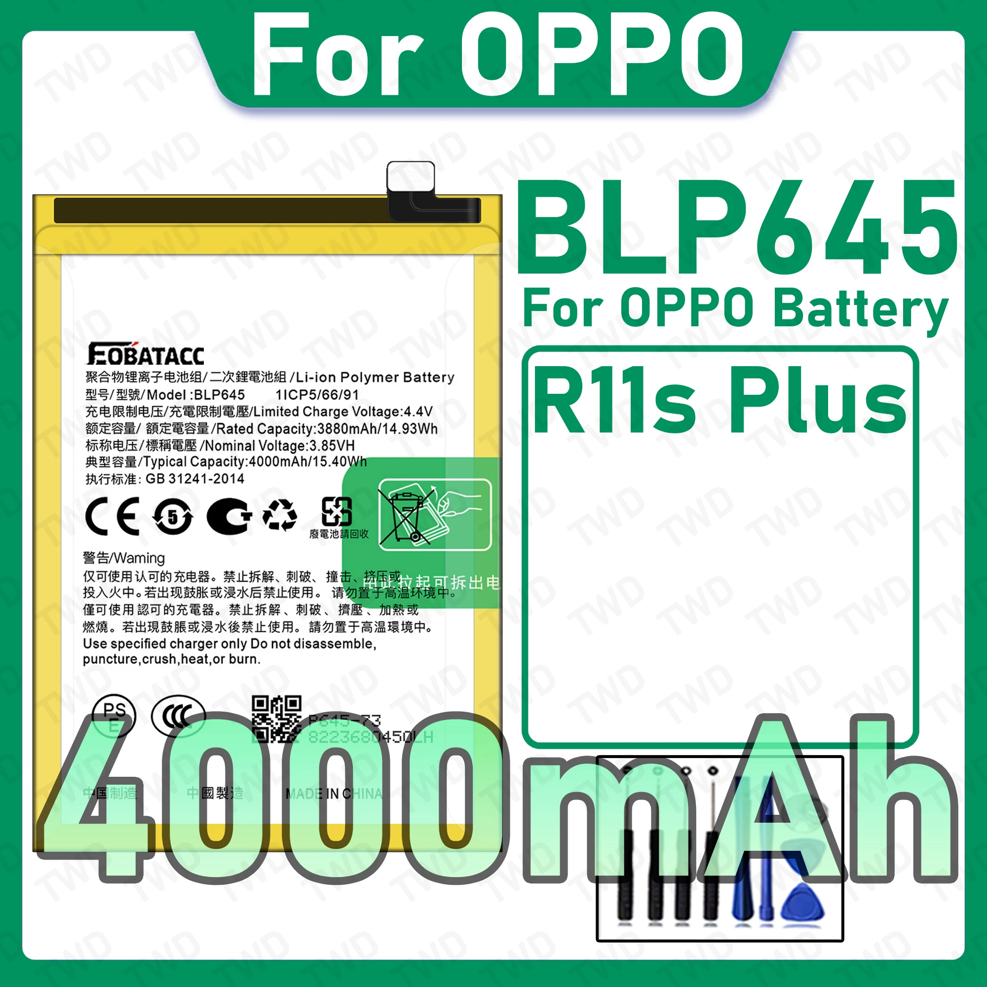 New High Quality Safe Durable BLP645 Battery For OPPO R11s Plus Replacement Long Lasting+Free Tools