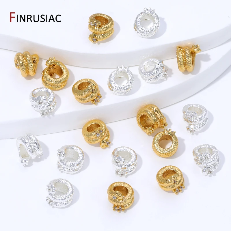 18K Gold Plated Brass Snake Shaped Spacer Beads,Bead Separators For DIY Bracelet Necklace Jewelry Making Supplies Findings - view 4