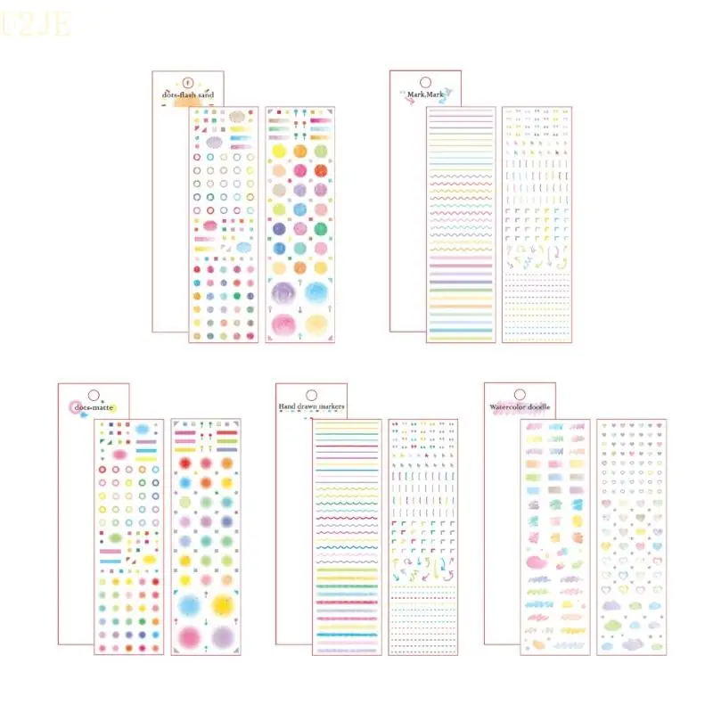 U2JE Colorful Die Cut PET Tape Pre-cut Matte Finish PET Sticker For Notebook Journal