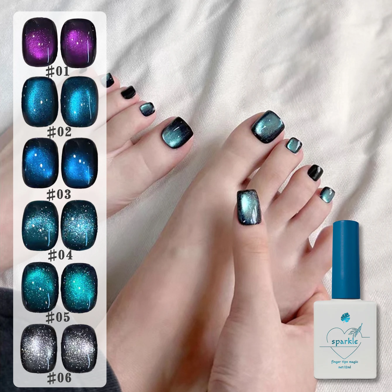 1-6PCS 12ML Dark Night Starry Cat's Eye Gel Nagellack 2025 Herbst und Winter Flash Langlebige Bleaching Glas Perle Nail art