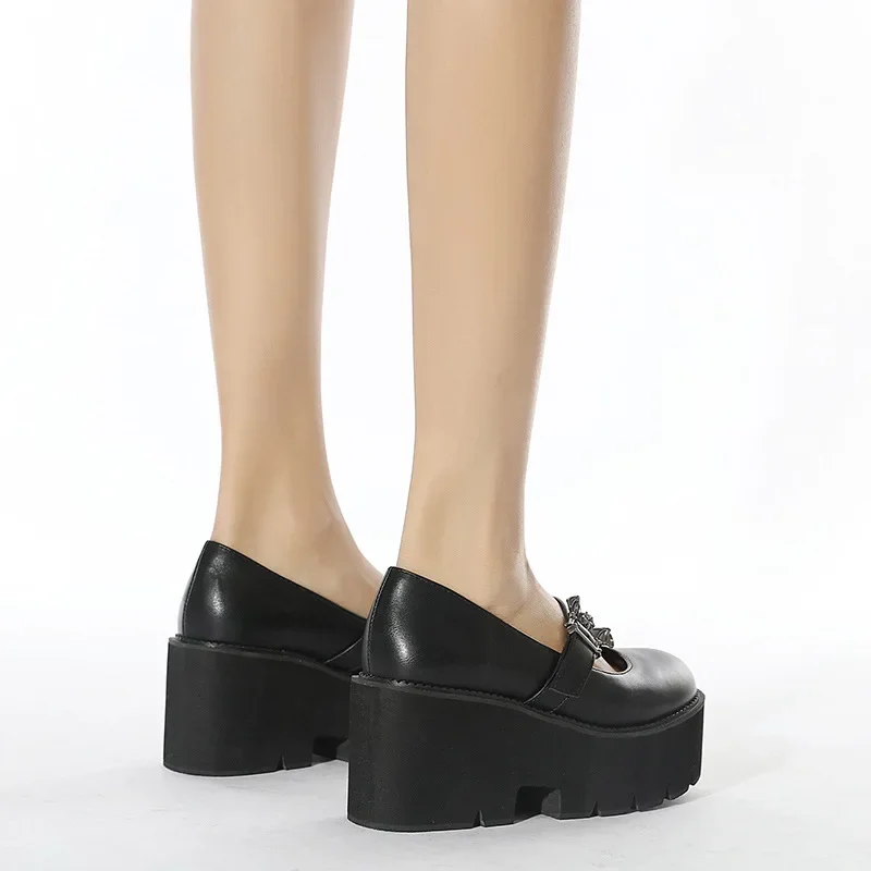 Spring Autumn Chunky Heel Vintage Lolita Shoes Women Platform Shoes Mary Jane Buckle Strap School Shoes For Girls Blackty7 image 2