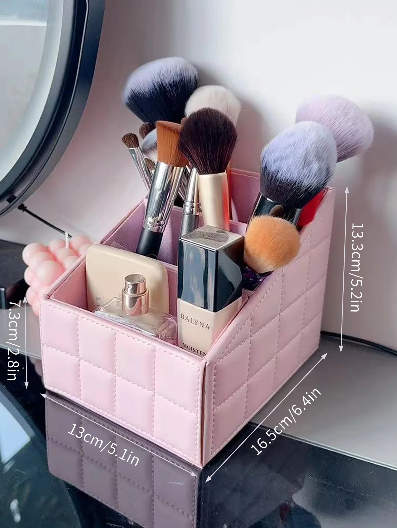 Pink Series Makeup Brush Holder Large Capacity Make up Brush Case Organizer Cosmetic Cup Cylinder Storage Bag