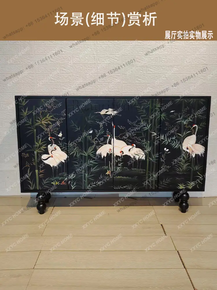 Medieval style entrance cabinet, living room entrance aisle decoration cabinet, painted advanced sense