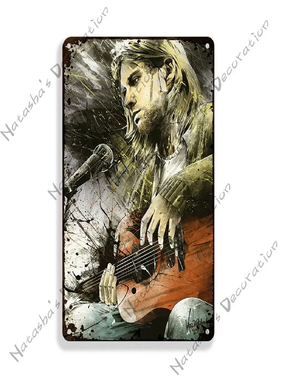 Kurt Cobain Vintage Metal Tin Sign  Rusty Musician Poster for Home Bar Pub Club Decor  Wall Plaque Plate