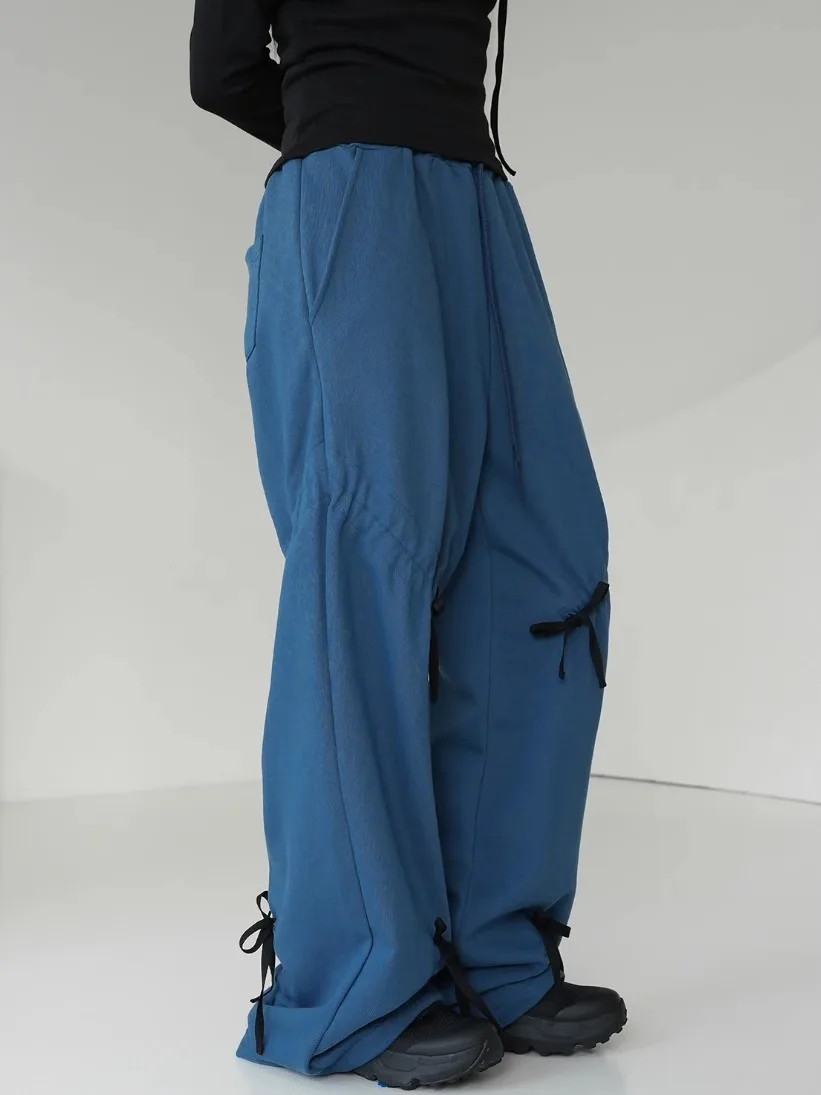 Street Sle – pantalon ample à jambes droites pour femmes, décontracté, taille élastique, Design Dstring, taille haute, Long