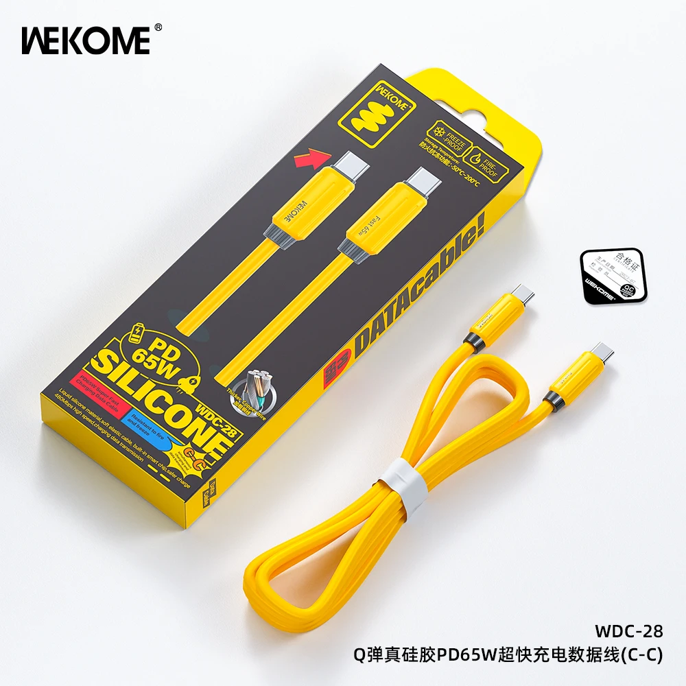 WEKOME Cable Elastic Genuine Silicone Super Fast Charging Data Cable iPhone 15 Charging Cable Data Transmission Cord for Samsung