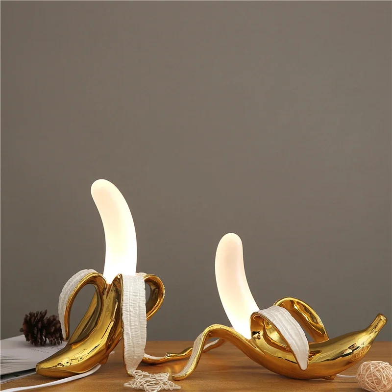 Imagem -02 - Nórdico Moderno Banana Led Luzes da Noite Sala de Estar Decoração Glasstable Lâmpadas Quarto Cabeceira Lâmpada Mesa Decoração Casa Luminária