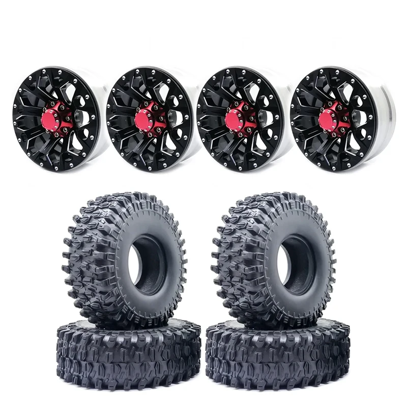 

RC 1/10 4Pcs 1.9 Inch 120mm Rock Crawler Tires With Alloy Beadlock Wheel Rim For Axial SCX10 90046 S6 Remote Control Car Parts